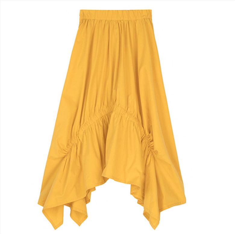 Noua fustă asimetrică din bumbac Autunm 2023, fuste lungi vintage cu talie înaltă, fuste de vară cu mărime mare