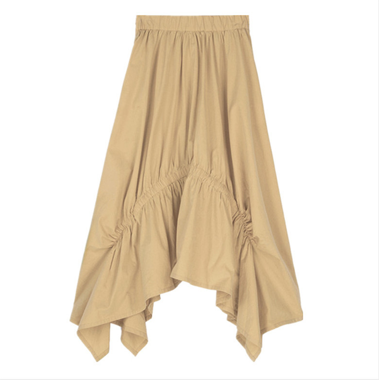 Noua fustă asimetrică din bumbac Autunm 2023, fuste lungi vintage cu talie înaltă, fuste de vară cu mărime mare