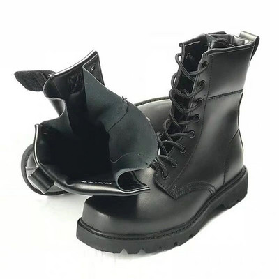 Cizme negre pentru bărbați, armată, tren militar, cizme de urcare, anti-zdrobire, pantofi de exterior, pantofi de iarnă din lână, cu fermoar lateral.