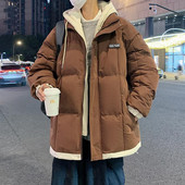 Ψεύτικα ανδρικά πάρκα δύο τεμαχίων με κουκούλα, Unisex, βαμβακερή επένδυση, χειμερινό μπουφάν, ζεστά παχιά παλτό