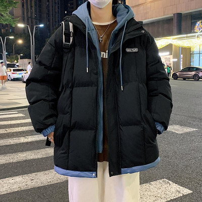 Ψεύτικα ανδρικά πάρκα δύο τεμαχίων με κουκούλα, Unisex, βαμβακερή επένδυση, χειμερινό μπουφάν, ζεστά παχιά παλτό