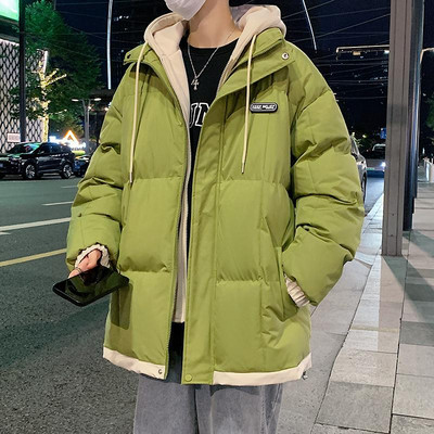 Ψεύτικα ανδρικά πάρκα δύο τεμαχίων με κουκούλα, Unisex, βαμβακερή επένδυση, χειμερινό μπουφάν, ζεστά παχιά παλτό