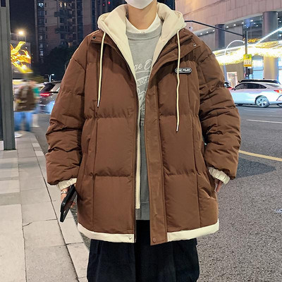 Ψεύτικα ανδρικά πάρκα δύο τεμαχίων με κουκούλα, Unisex, βαμβακερή επένδυση, χειμερινό μπουφάν, ζεστά παχιά παλτό