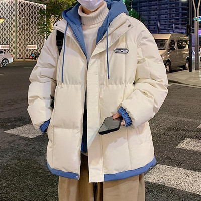 Ψεύτικα ανδρικά πάρκα δύο τεμαχίων με κουκούλα, Unisex, βαμβακερή επένδυση, χειμερινό μπουφάν, ζεστά παχιά παλτό