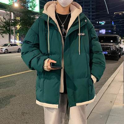 Ψεύτικα ανδρικά πάρκα δύο τεμαχίων με κουκούλα, Unisex, βαμβακερή επένδυση, χειμερινό μπουφάν, ζεστά παχιά παλτό