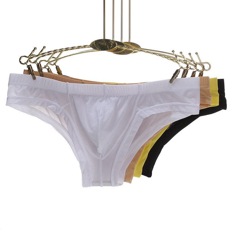 Σέξι ανδρικά σλιπ Διαφανή χαμηλομεση μαλακή άνετη αναπνεύσιμη θήκη σώβρακο σλιπ Λευκό/μαύρο/ροζ εσώρουχο