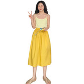 Moteriški medvilniniai masyvi sijonai Vasariniai elastingi juosmens vintažinis ilgas sijonas Sweet Girl Candy Spalva Aukštos kokybės sijonai Didelio dydžio Vestidos