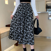 Rimocy ženske midi suknje s cvjetnim printom Ljeto 2022. Elastične suknje A kroja visokog struka Ženske široke duge suknje u korejskom stilu Žene