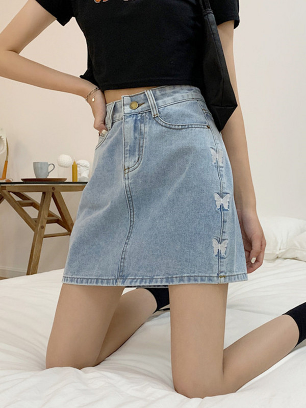 Femei Plus Size Denim Jumătate Lungime Talie înaltă Fusta A-line Fete Vara 2023 Nou Slim Hot Girl Pantaloni la șold Fusta Wrap