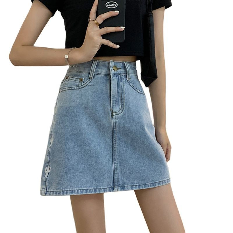 Femei Plus Size Denim Jumătate Lungime Talie înaltă Fusta A-line Fete Vara 2023 Nou Slim Hot Girl Pantaloni la șold Fusta Wrap