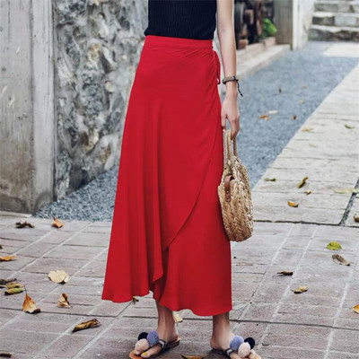 Fuste lungi lungi de primăvară 2023, la modă, fuste din șifon pentru plajă, culoare uni, rochii elegante de petrecere, fuste de dimensiuni mari