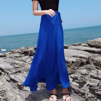 Fuste lungi lungi de primăvară 2023, la modă, fuste din șifon pentru plajă, culoare uni, rochii elegante de petrecere, fuste de dimensiuni mari