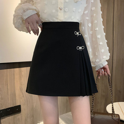 Fusta femei cu talie înaltă confortabilă, linie A plisată, solidă, ocazională, modă delicată, stil coreean pentru femei, elegante, de toamnă, fuste de bază