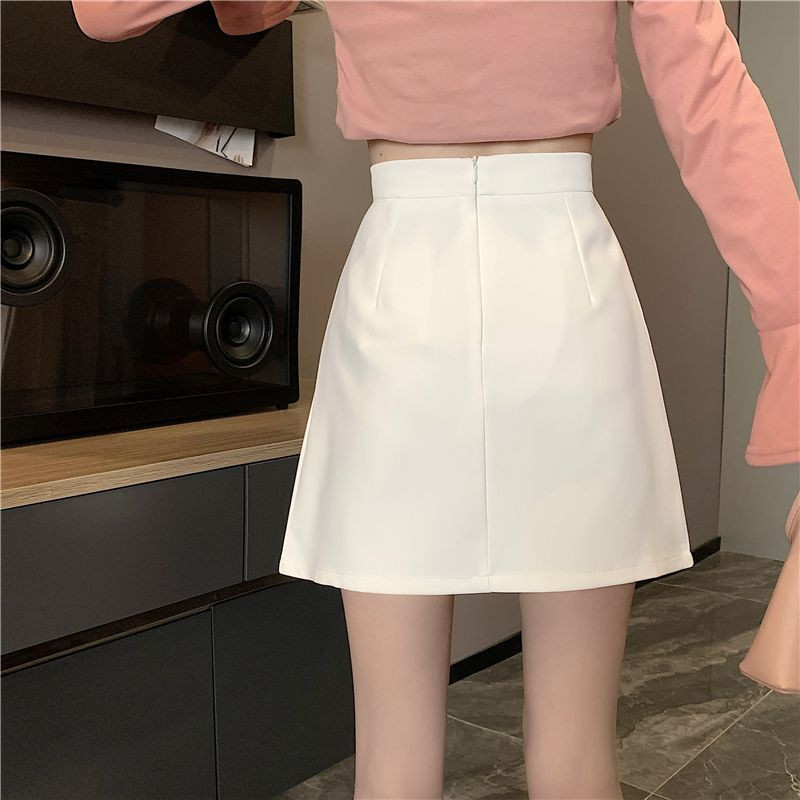 Fusta femei cu talie înaltă confortabilă, linie A plisată, solidă, ocazională, modă delicată, stil coreean pentru femei, elegante, de toamnă, fuste de bază