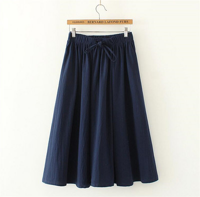 Jesenska pamučna lanena jednobojna vintage suknja ropa coreana mujer Proljetna duga suknja jubka vintaž velika veličina 6XL