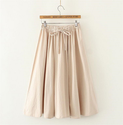 Jesenska pamučna lanena jednobojna vintage suknja ropa coreana mujer Proljetna duga suknja jubka vintaž velika veličina 6XL