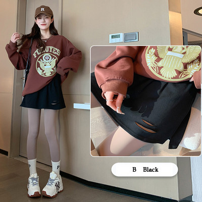 Moteriški balti medvilniniai netikri marškiniai su uodega netaisyklingas sijonas Mergaitei netikra palaidinė megztinis su uodega Madingas „pasidaryk pats“ nuimamas A formos apatinis sijonas