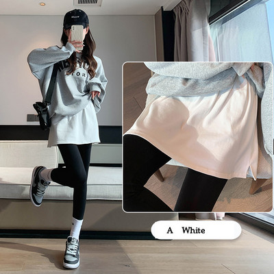 Moteriški balti medvilniniai netikri marškiniai su uodega netaisyklingas sijonas Mergaitei netikra palaidinė megztinis su uodega Madingas „pasidaryk pats“ nuimamas A formos apatinis sijonas