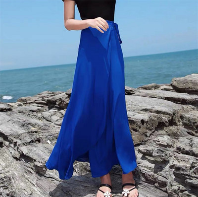 Moda 2023 NOU de primăvară fuste lungi maxi șifon plus mărime talie înaltă fuste de plajă ajustabile boeme fuste elegante sexy 6XL