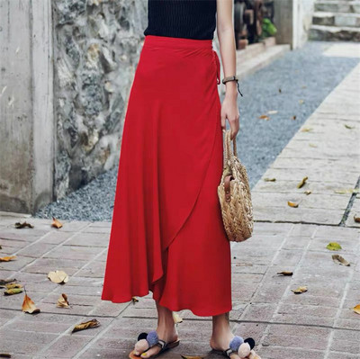 Moda 2023 NOU de primăvară fuste lungi maxi șifon plus mărime talie înaltă fuste de plajă ajustabile boeme fuste elegante sexy 6XL