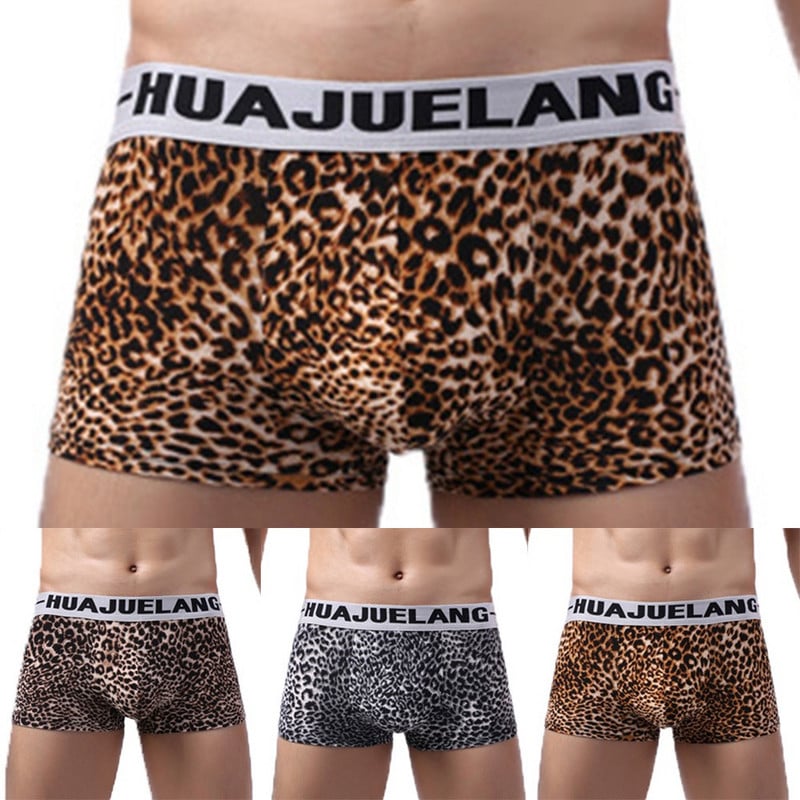 Horúce sexy muži tigrie leopard potlačené spodné prádlo boxerky nohavičky divoký štýl boxerky pánske nohavičky priedušné boxerky