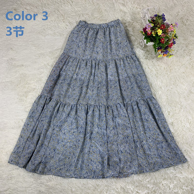 Νέα 2023 Summer Floral σιφόν μάξι φούστες συν μέγεθος Ανοιξιάτικη μακριά εμπριμέ φούστα, Bohemian beach Ruffle φούστα 4XL 5xl