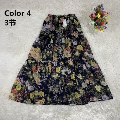 Νέα 2023 Summer Floral σιφόν μάξι φούστες συν μέγεθος Ανοιξιάτικη μακριά εμπριμέ φούστα, Bohemian beach Ruffle φούστα 4XL 5xl