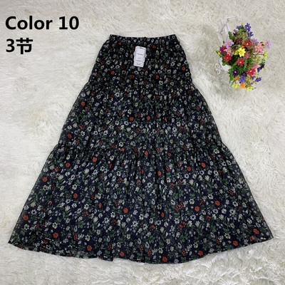 Νέα 2023 Summer Floral σιφόν μάξι φούστες συν μέγεθος Ανοιξιάτικη μακριά εμπριμέ φούστα, Bohemian beach Ruffle φούστα 4XL 5xl