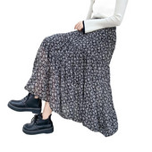 2023 de primăvară noi fuste imprimate din șifon pentru femei, fustă cu volane de plajă boemă de vară, fuste lungi de petrecere maxi mari mari 10 culori