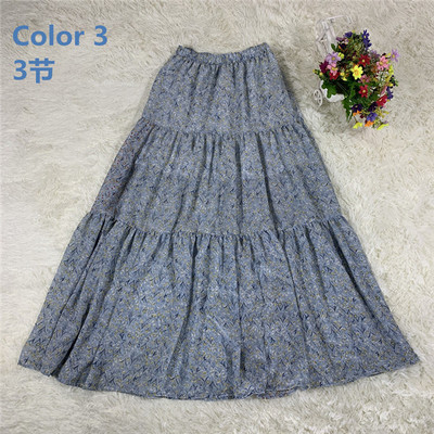 2023 de primăvară noi fuste imprimate din șifon pentru femei, fustă cu volane de plajă boemă de vară, fuste lungi de petrecere maxi mari mari 10 culori