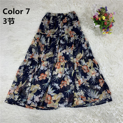 2023 de primăvară noi fuste imprimate din șifon pentru femei, fustă cu volane de plajă boemă de vară, fuste lungi de petrecere maxi mari mari 10 culori