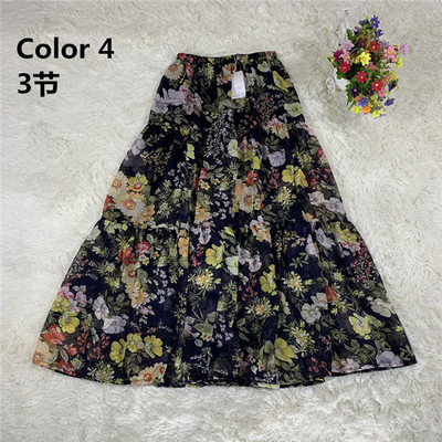 2023 de primăvară noi fuste imprimate din șifon pentru femei, fustă cu volane de plajă boemă de vară, fuste lungi de petrecere maxi mari mari 10 culori