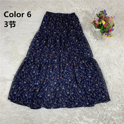 2023 de primăvară noi fuste imprimate din șifon pentru femei, fustă cu volane de plajă boemă de vară, fuste lungi de petrecere maxi mari mari 10 culori