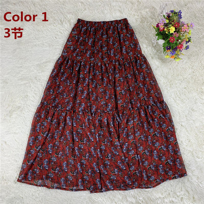 2023 de primăvară noi fuste imprimate din șifon pentru femei, fustă cu volane de plajă boemă de vară, fuste lungi de petrecere maxi mari mari 10 culori