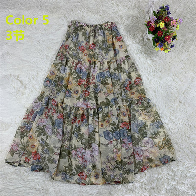 2023 de primăvară noi fuste imprimate din șifon pentru femei, fustă cu volane de plajă boemă de vară, fuste lungi de petrecere maxi mari mari 10 culori