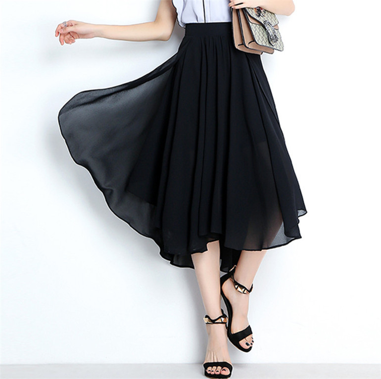 2023. Boho modna asimetrična suknja marke velikih veličina Ljetna suknja od šifona slatkiša boja suknje za djevojačke zabave crna bijela plava ružičasta