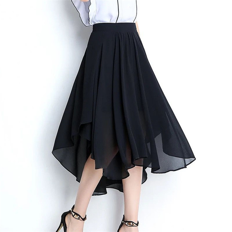 2023. Boho modna asimetrična suknja marke velikih veličina Ljetna suknja od šifona slatkiša boja suknje za djevojačke zabave crna bijela plava ružičasta