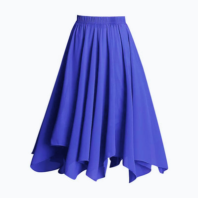 Fusta din șifon cu talie înaltă pentru femei la modă, vara 2023, plus mărime, ocazional, cu volane asimetrice, fuste cu pliuri.