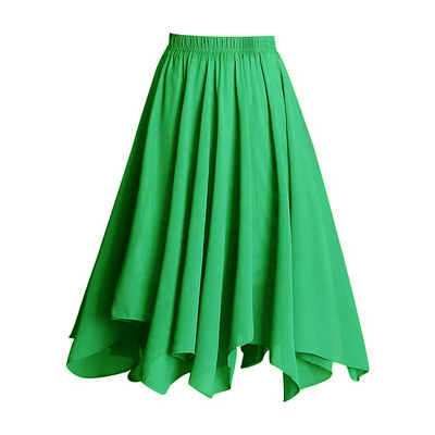Fusta din șifon cu talie înaltă pentru femei la modă, vara 2023, plus mărime, ocazional, cu volane asimetrice, fuste cu pliuri.