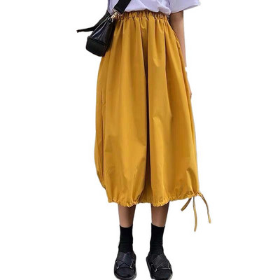 Fusta din bumbac alb negru violet femei 2023 fustă lanternă școală cu talie înaltă coreeană fuste lungi autunm marime mare 5XL 6XL