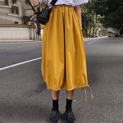 Fusta din bumbac alb negru violet femei 2023 fustă lanternă școală cu talie înaltă coreeană fuste lungi autunm marime mare 5XL 6XL