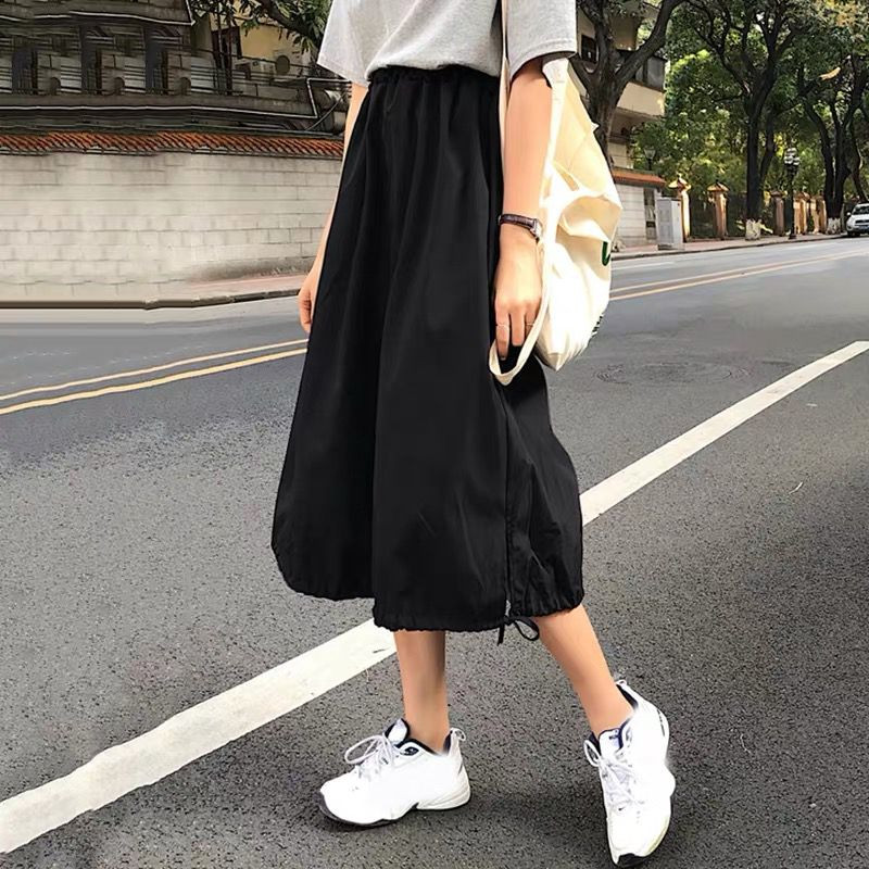 Fusta din bumbac alb negru violet femei 2023 fustă lanternă școală cu talie înaltă coreeană fuste lungi autunm marime mare 5XL 6XL
