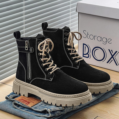 2024. Muške čizme Ležerne zimske cipele s visokom platformom Kožne vanjske luksuzne radne sigurnosne tenisice Chelsea Cowboy Tactical