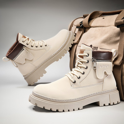 2024. Muške čizme Ležerne zimske cipele s visokom platformom Kožne vanjske luksuzne radne sigurnosne tenisice Chelsea Cowboy Tactical
