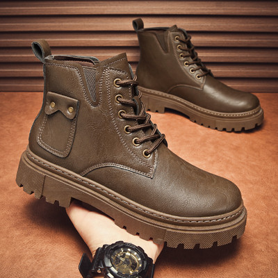2024. Muške čizme Ležerne zimske cipele s visokom platformom Kožne vanjske luksuzne radne sigurnosne tenisice Chelsea Cowboy Tactical