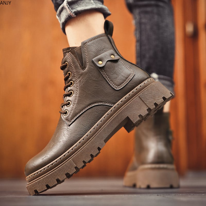 2024. Muške čizme Ležerne zimske cipele s visokom platformom Kožne vanjske luksuzne radne sigurnosne tenisice Chelsea Cowboy Tactical