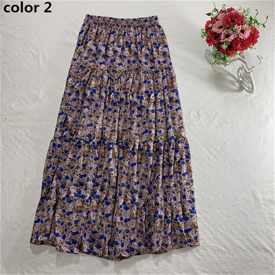 Plus μέγεθος Floral Print vintage φούστες, 2023 Ψηλόμεση πλισέ Maxi φούστα Κομψή γυναικεία βαμβακερή φούστες Bohemia 5XL 6XL