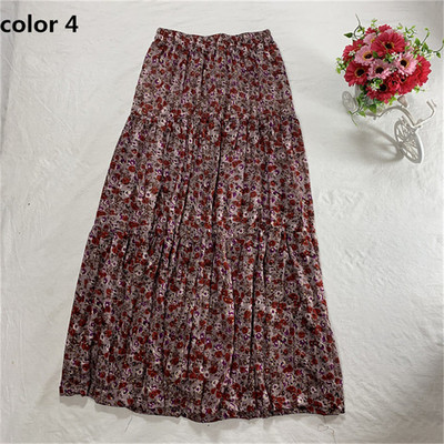 Plus μέγεθος Floral Print vintage φούστες, 2023 Ψηλόμεση πλισέ Maxi φούστα Κομψή γυναικεία βαμβακερή φούστες Bohemia 5XL 6XL