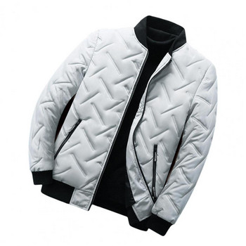 Мъжко бомбър яке с голям размер Едноцветно палто с памучна подплата Мъжко есенно зимно леко свободно палто Streetwear