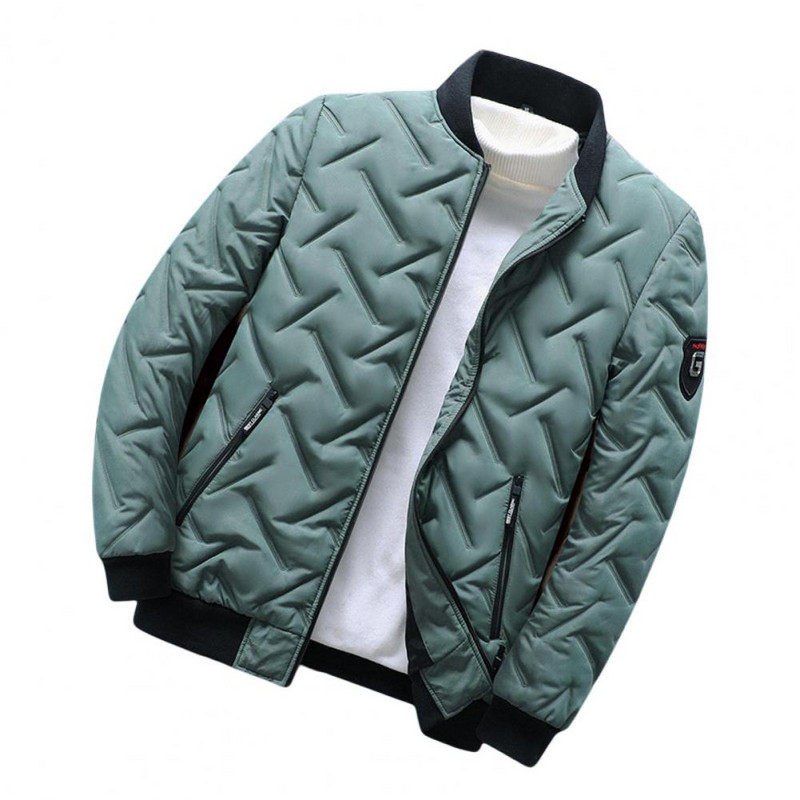 Jachetă bomber de dimensiuni mari pentru bărbați, culoare uni, pardesiu căptușit din bumbac, toamnă iarnă, haină ușoară, îmbrăcăminte de stradă